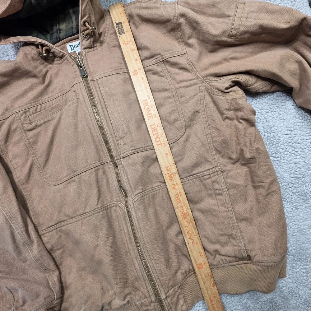 Duluth Trading Co Vintage Hooded Canvas Chore Work Jacket Flannel Lined Size 2XL